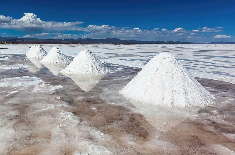 Salt mining at salt flats, Bolivian Altiplano