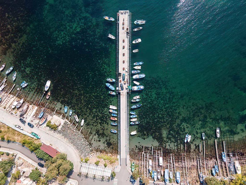 Aerial view of the marina of Ahtopol, Bulgaria
