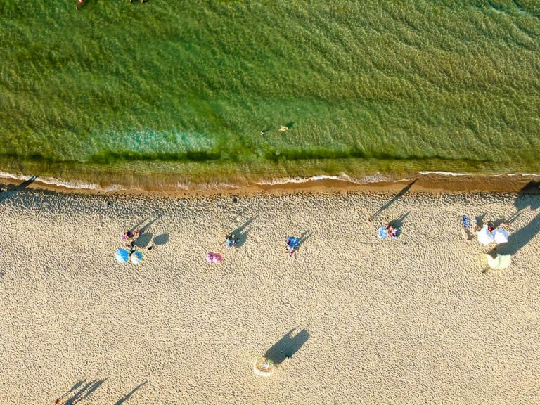 Aerial view of Gradina Beach near town of Sozopol, Bulgaria