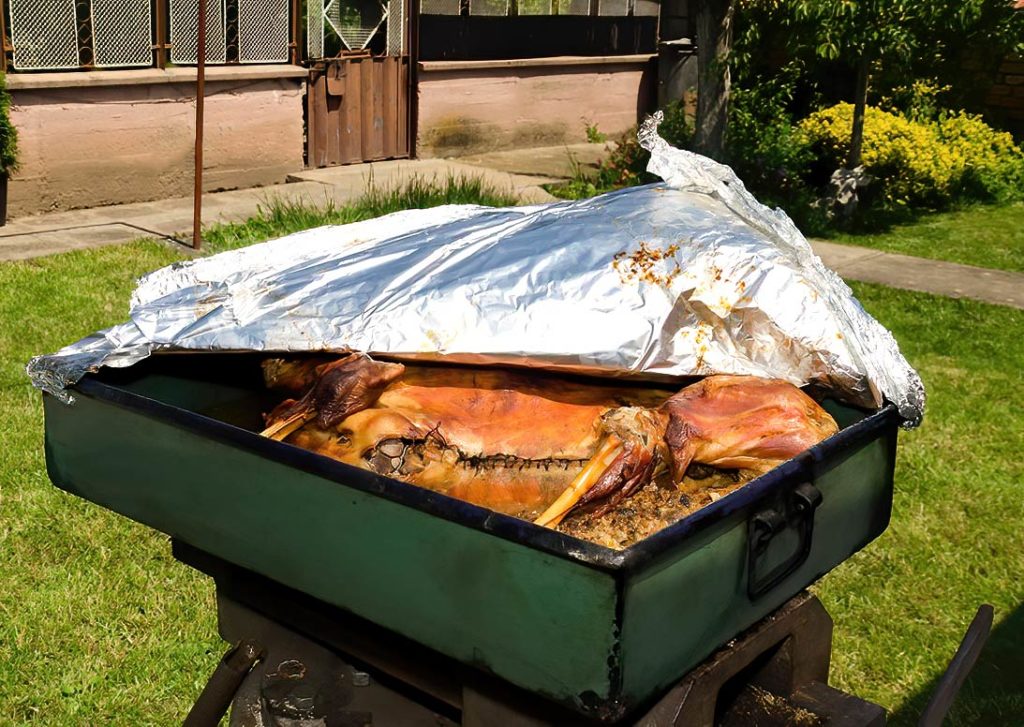 Bulgarian roasted lamb with spinach