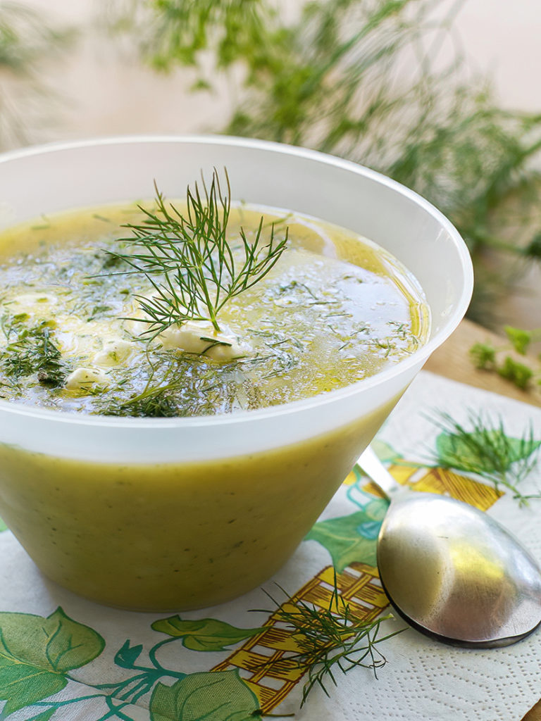 A velvety, light soup made with fresh zucchini, herbs, and a touch of cream, perfect for any season.
