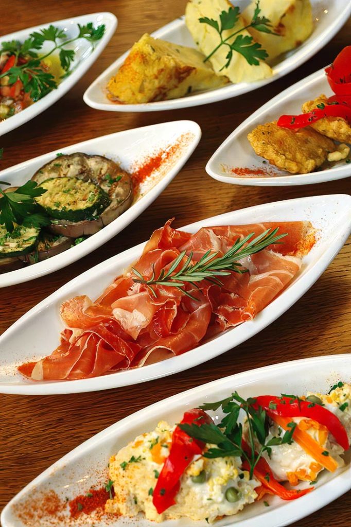 A selection of traditional Spanish small plates, perfect for sharing.