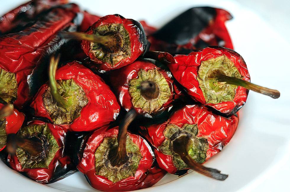 Traditional Bulgarian roasted red peppers
